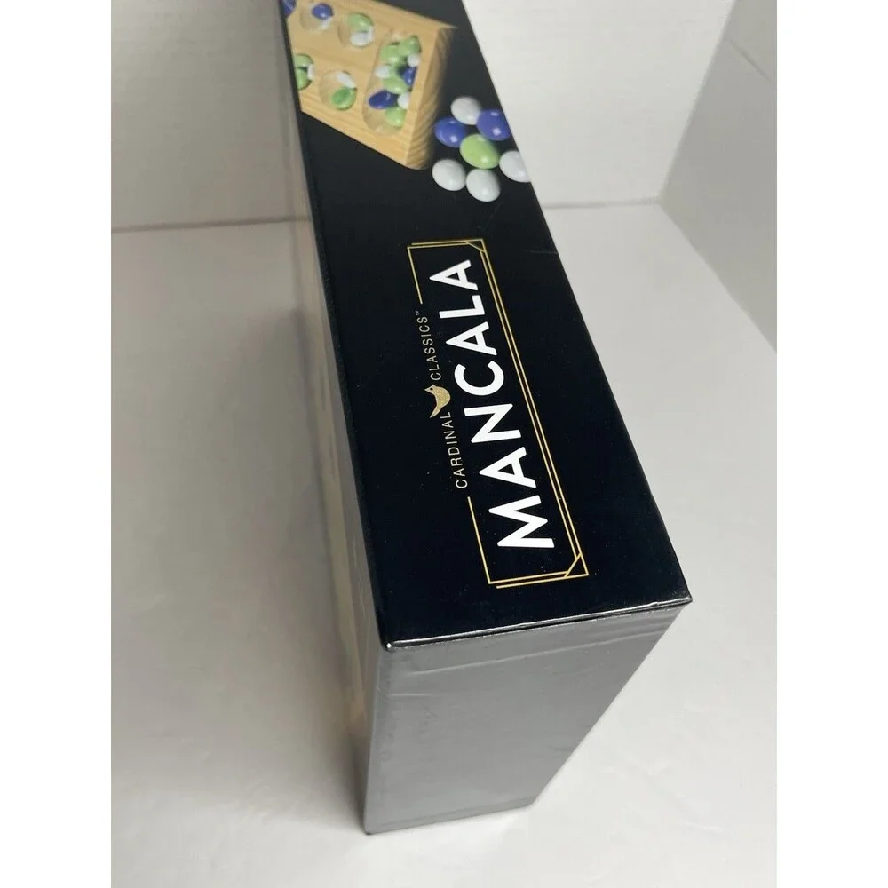 Cardinal Classics Solid Wood Mancala Board Game 48-Colored Stones NEW SEALED